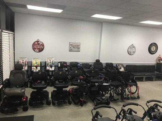 We carry manual and power wheelchairs, scooters and lift recliners. Come and try before you buy.  Let us help you choose what works best!