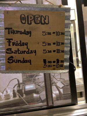 Hours that they are open