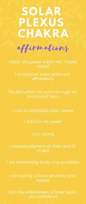 Solar Plexus Chakra Affirmations