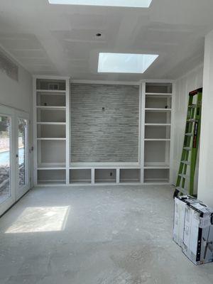 Custom shelving and drywall