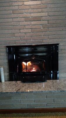 Hampton Enamel Timberline Brown insert to enhance a drafty smokey fireplace and increased heat out put and efficiency