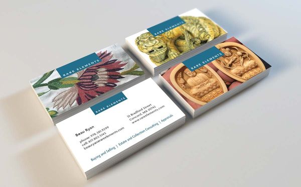 Print Collateral for Rare Elements, Inc., a purveyor of unique pieces of modern and historical art