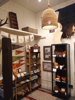 Our new "gifts room" featuring locally made products including: leather journals, naturally dyed bandanas, wood bowls, wool blankets & more