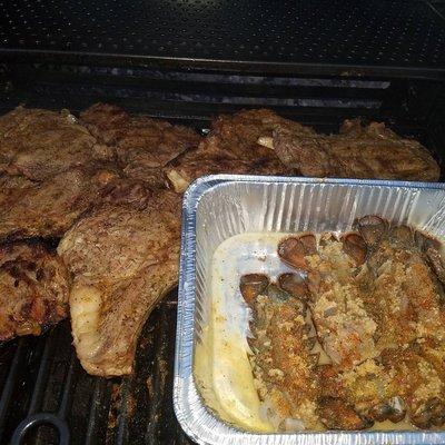 Ribeye steaks and lobster tails