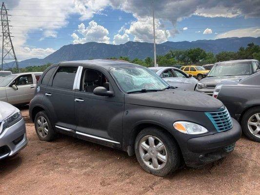 The black car is what condition my beautiful 2004 Classic PT Cruiser was left in when recovered by police.