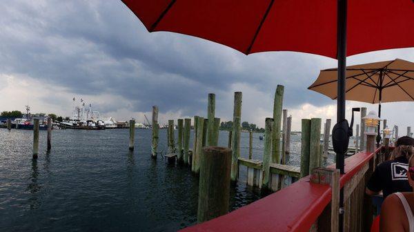 Our view from the deck seating - clouds were rolling in so we had to move