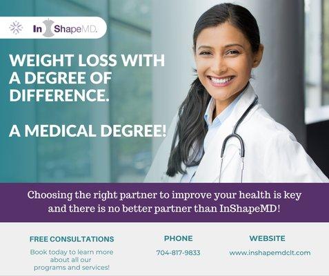 Book a consult and learn how InShapeMD can help you lose weight for good!