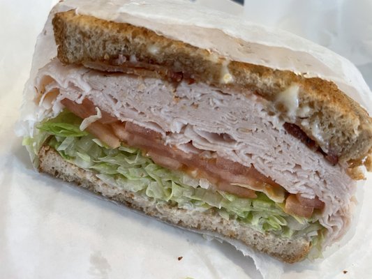 Turkey club on toasted whole wheat