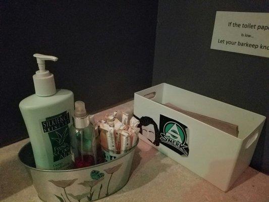 The women's bathroom had free supplies!