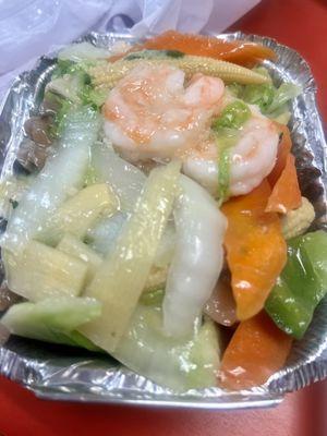 My small shrimp & mixed veg--only $7.95?? WOW!!