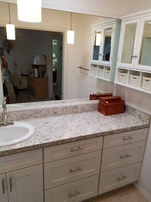 White shaker vanity cabinetry