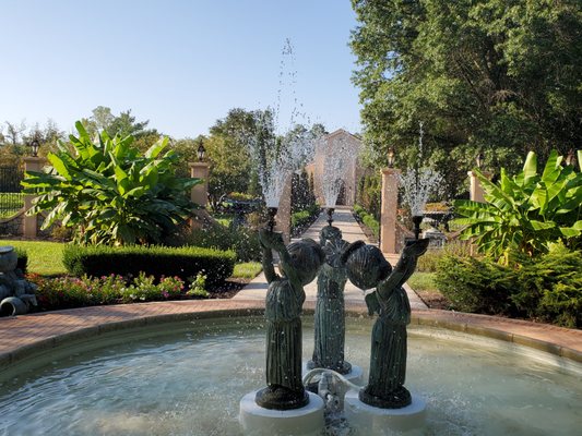 Avenue of Angels walkway and fountain.