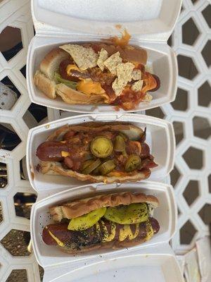 Taco, Texas and Chicago hot dogs