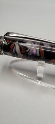 Pinecone and resin rollerball capped pen