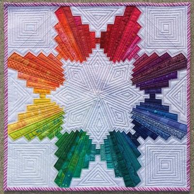 Rainbow Rotary Mini Quilt with straight line quilting.  My original pattern in three sizes is available for sale.