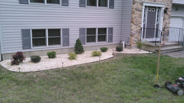 Flower Bed With Rock Installation