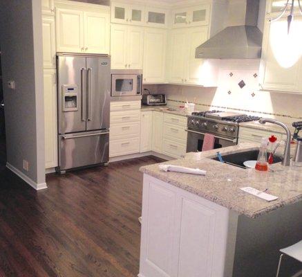 After - cabinets refinished!