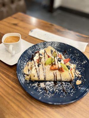 Fusion crepe and double espresso