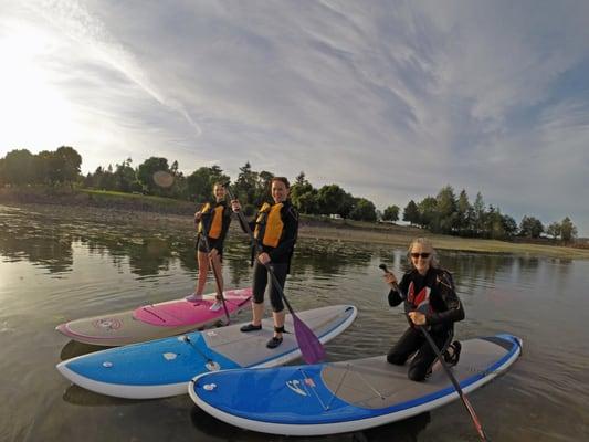 Evening SUP lesson on Sequim Bay