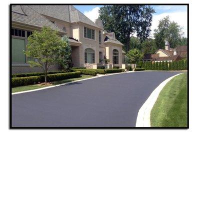 Beautiful new asphalt paving with border.