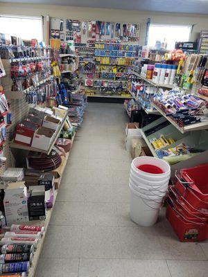 Paint supplies, tire repair, gasket sealers