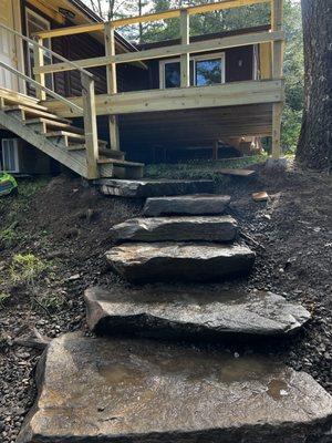 Stone stairway from a new deck