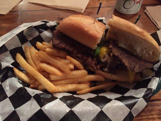 Steak and cheese w/fries 10$