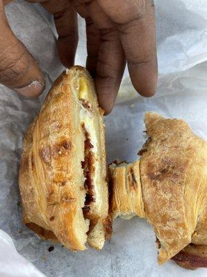 Bacon egg and cheese croissant