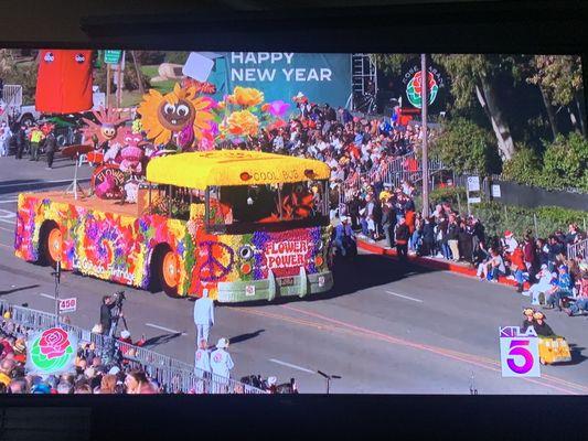 A "Flower Power" themed float entry @ the 2024 Tournament of Roses Parade