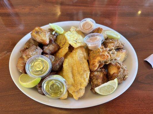 Mambo Platter: Fried Chicken, Fried Pork & Tostones