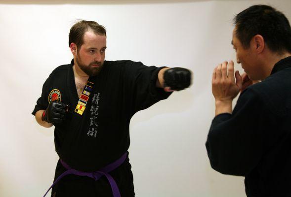 Kickboxing is a core part of the Executive class curriculum. The Executive Class being one of the classes here at Jungyae Moosul.