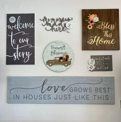 We carry a selection of home decor including wall art.