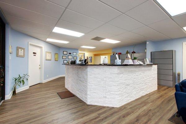 Reception desk in our new office