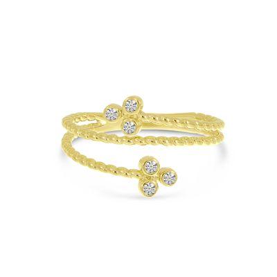 14K YELLOW GOLD TRIPLE BEZEL DIAMOND TWIST BAND RING