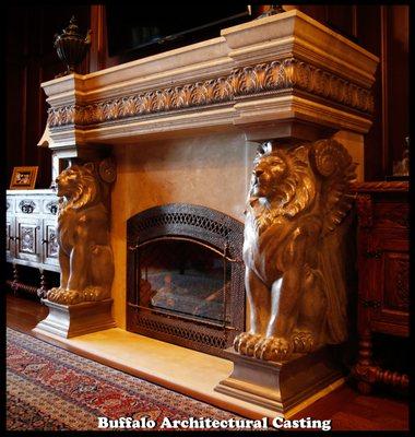 Cast Bronze Lion Mantel