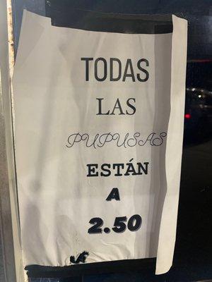 Price per pupusas