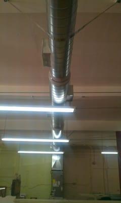 Provided air duct overhead for cooling of area never cooled