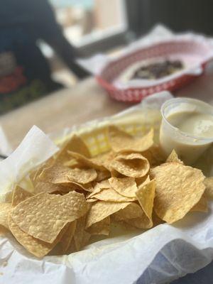 Tasty chips and Queso