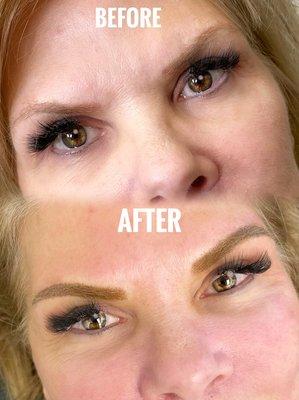 Cover up old brows with Ombré powder brows (permanent makeup)