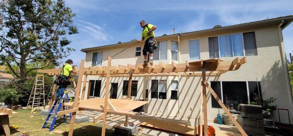 Framing start for enclosed attached patio cover