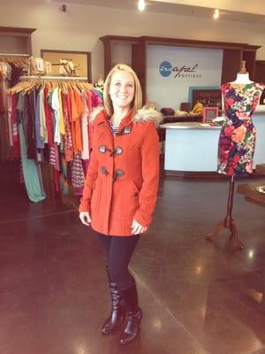 Bobbi - adorable in burnt orange fur coat