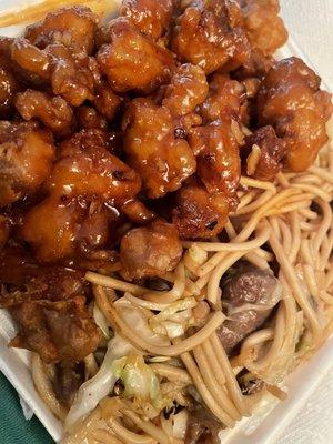 Orange Chicken Beef lo Mein