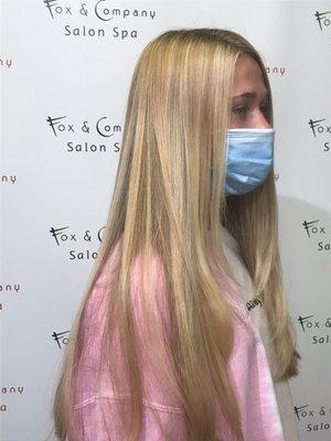 Pale highlights long angle cut