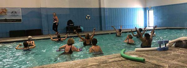 Indoor pool during water aerobics.