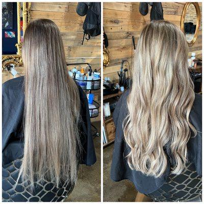 Balayage with shaded roots