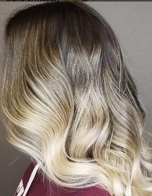 Lived in blonde with tip out for maximum brightness on ends