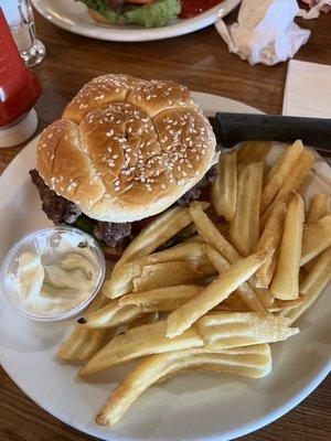 Delicious hamburger and French Fries.