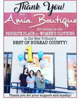 Voted #1 favorite women's clothing boutique!