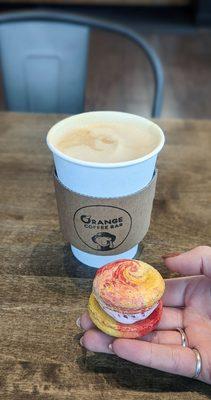 Latte + Raspberry Lemon Macaron