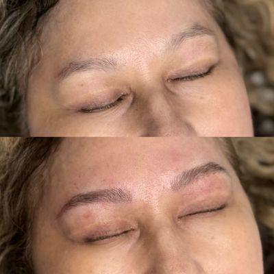 Before and after microblading